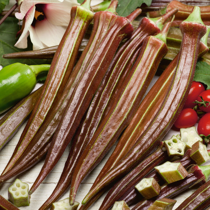 organic okra red burgundy